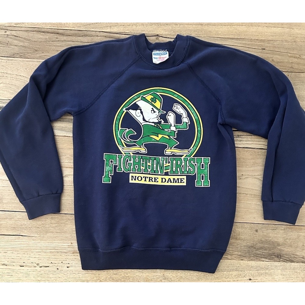 Vtg 90's Notre Dame Fighting Irish Crewneck Sweatshirt Youth L Champknit Hanes
